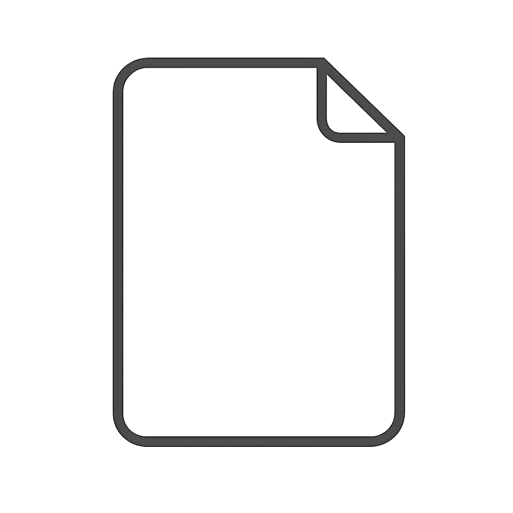 A blank document icon with a folded top-right corner set against a solid black background.